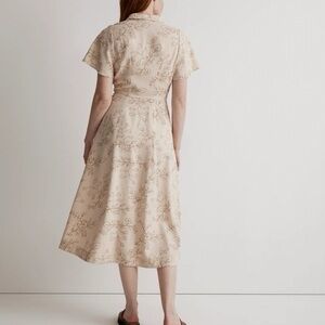 Madewell Beige Floral Kacie Midi Shirtdress Size 8